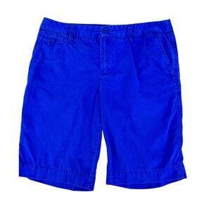 Liz Claiborne Sloane Blue Cotton Bermuda Walking Shorts Classic Preppy Women’s 8